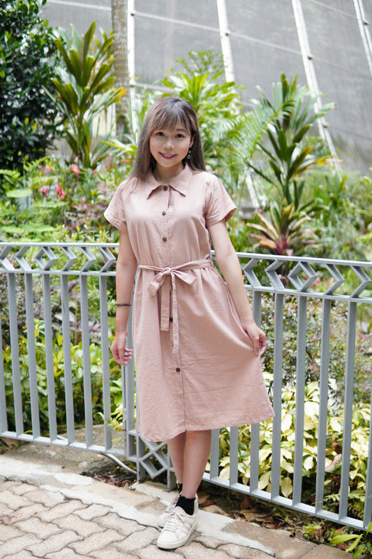 反領鈕扣口袋OPS | 淺粉紅 (現貨)