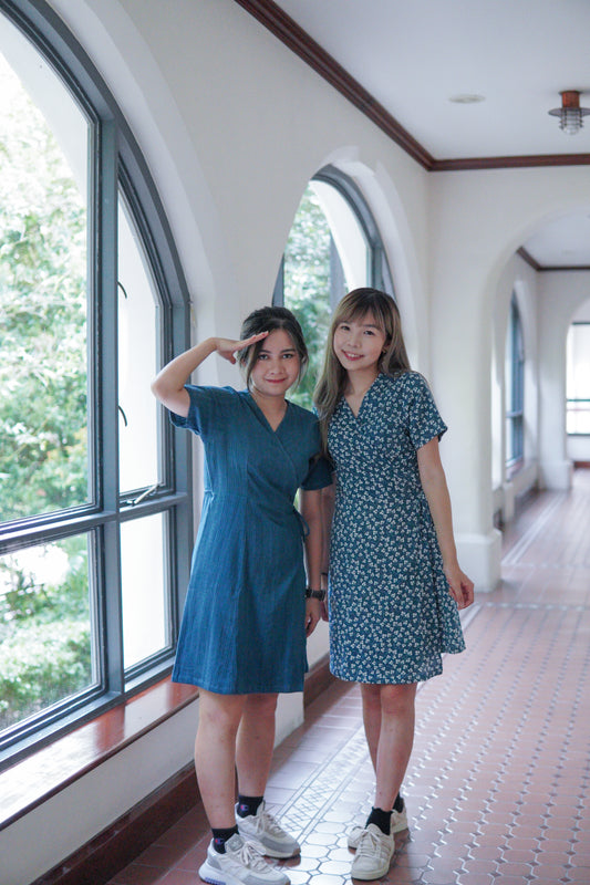 一片式格子拼條紋OPS | 小藍花 (現貨)