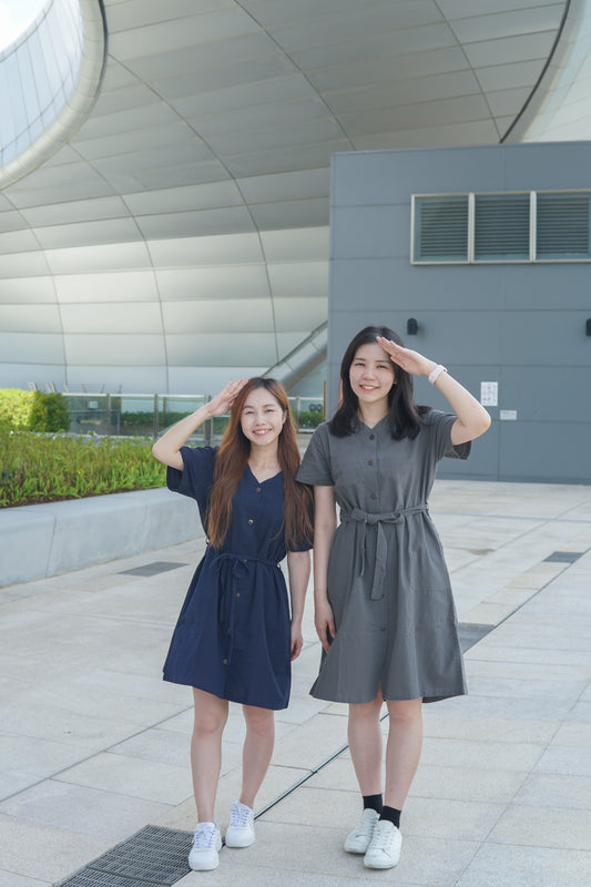 V領鈕扣口袋長版OPS | 炭灰 (現貨)