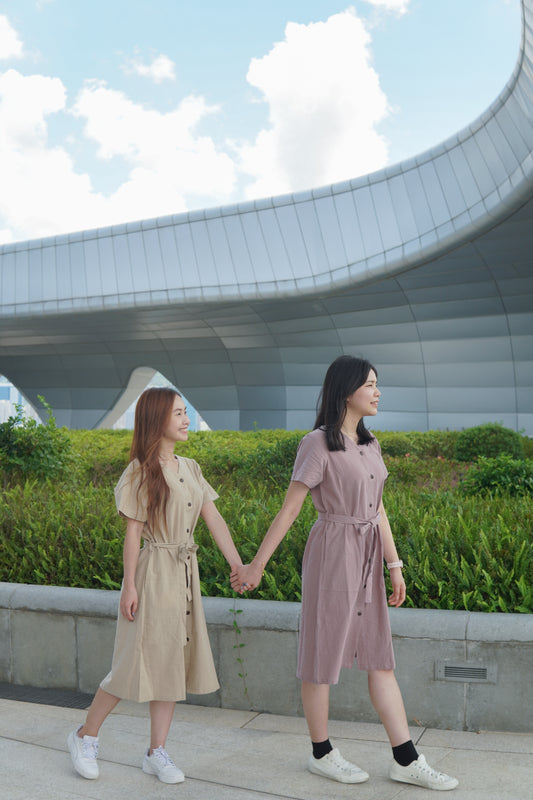 V領鈕扣口袋長版OPS | 香芋紫 (現貨)