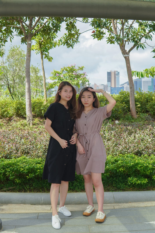 V領鈕扣口袋長版OPS | 黑 (現貨)