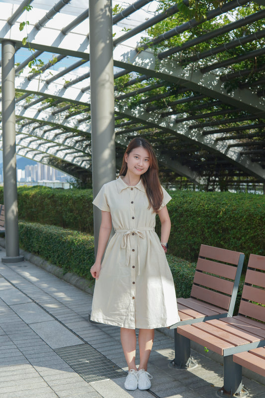 反領鈕扣口袋OPS | 淺杏 (現貨)