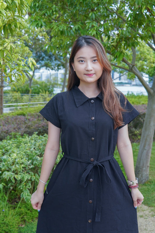 反領鈕扣口袋OPS | 黑 (現貨)