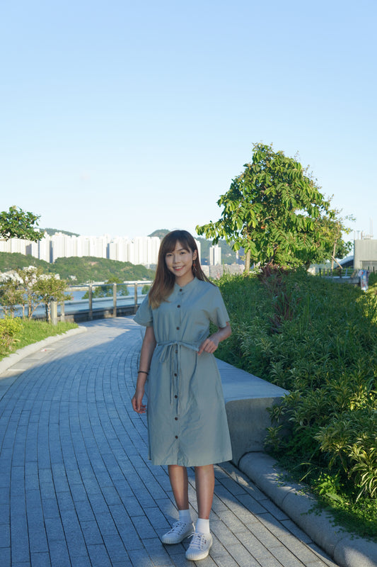 亨利領鈕扣口袋OPS | 霧藍綠 (現貨)