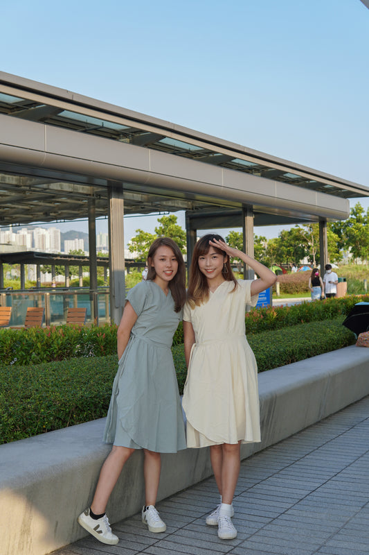 一片式花瓣裙擺OPS | 霧藍綠 (現貨)